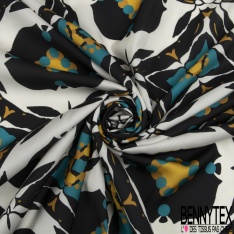 Satin polyester imprimé géométrique 3D bleu rose marron lilas