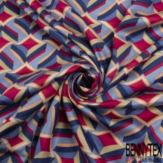 Fibranne viscose imprimé petit pois blanc optique fond marine