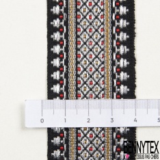 Sangle 5cm fantaisie ton noir et lurex or
