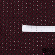 Jacquard polyester coton petit motif géoémétrique noir sapin lurex émeraude