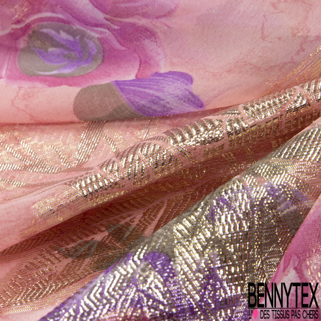 Coupon De Tissu Voile Polyester Effet Plumetis Rose - 50cm X 140cm - Pour Couture