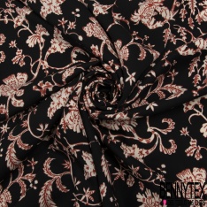 Fibranne viscose imprimé digital floral rétro fond noir