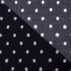Mousseline crépon soie coton imprimé petite tulipe fond crème petite laize