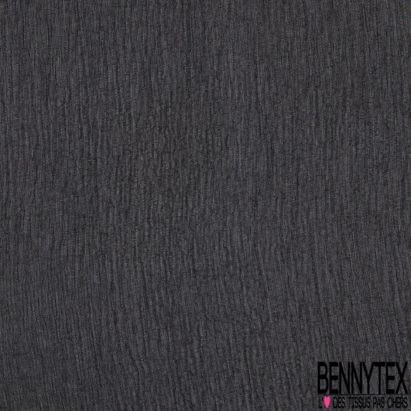 Mousseline crêpon de soie uni grotte noir