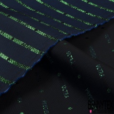 Jacquard polyester motif triangle lurex or fond fantaisie noir