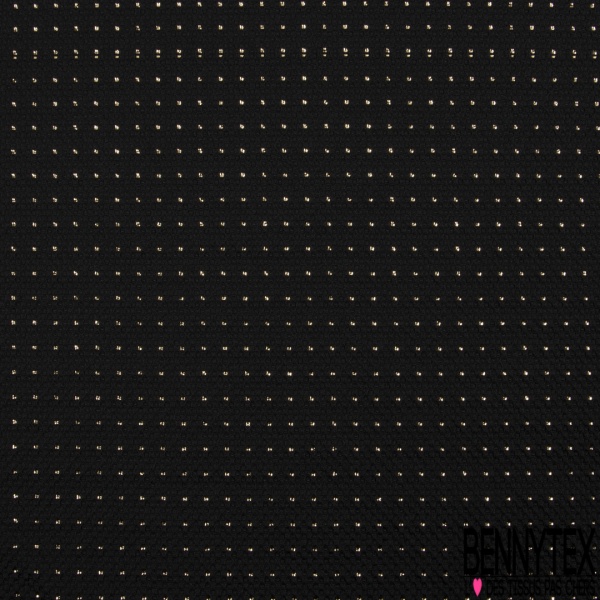Jacquard polyester motif triangle lurex or fond fantaisie noir
