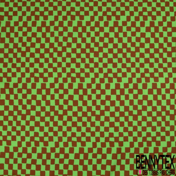 Natté viscose fluide damier pomme cannelle