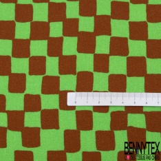Natté viscose fluide damier pomme cannelle