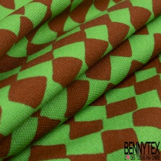 Natté viscose fluide damier pomme cannelle