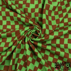 Natté viscose fluide damier pomme cannelle