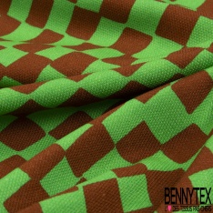 Natté viscose fluide damier pomme cannelle