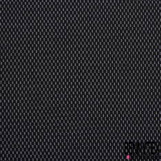 Jacquard imprimé petit motif géométrique noir blanc lurex argent clair