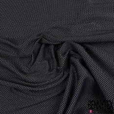 Jacquard imprimé petit motif géométrique noir blanc lurex argent clair
