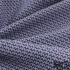 Jacquard imprimé petit motif géométrique noir lurex argent canon de fusil