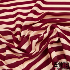 Twill satin acétate grosse rayure horizontale noir blanc optique