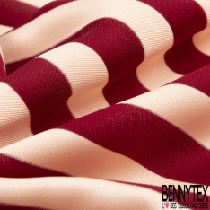 Twill satin acétate grosse rayure horizontale noir blanc optique