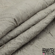 Voile de coton créateur brodé rectangle ton sur ton blanc optique