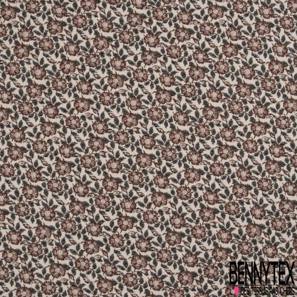 Jacquard imprimé pied de coq stylisé noir blanc framboise fond rose trémière
