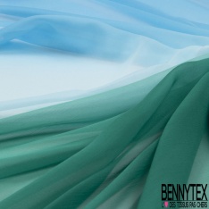 Mousseline de soie tie and die bleu canard corail sapin