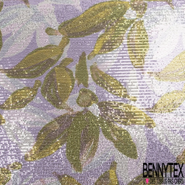 Résille élasthanne imprimé digital floral sequin imprimé