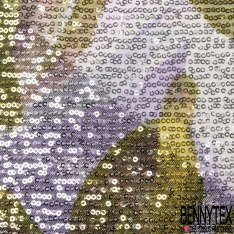 Résille élasthanne imprimé digital floral sequin imprimé