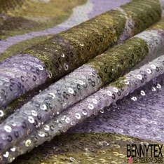 Résille élasthanne imprimé digital floral sequin imprimé