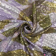 Résille élasthanne imprimé digital floral sequin imprimé