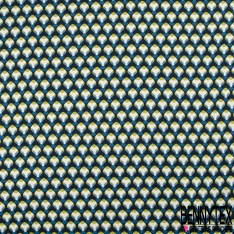 Satin viscose imprimé digital grande feuille tropicale fond saumon pastel