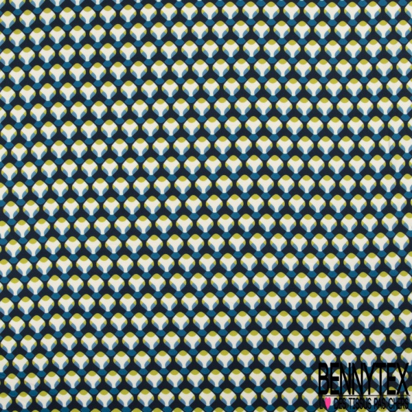 Satin viscose imprimé digital grande feuille tropicale fond saumon pastel