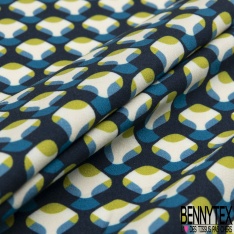 Satin viscose imprimé digital grande feuille tropicale fond saumon pastel