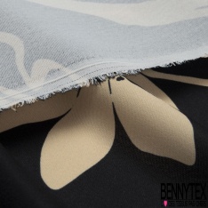 Double crêpe fluide imprimé rayure verticale noir blanc discret