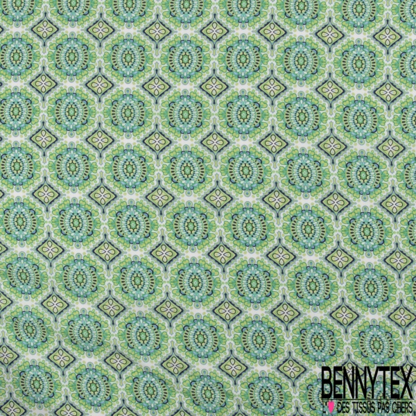 Coupon 3m Fibranne viscose imprimé petit carreau de ciment rose chair rouge fond blanc optique
