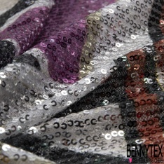 Résille élasthanne imprimé digital feuillage sequin imprimé