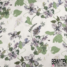 Satin polyester motif zébrure vert Brésil rose fond vert d'eau