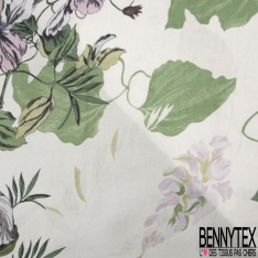Satin polyester motif zébrure vert Brésil rose fond vert d'eau