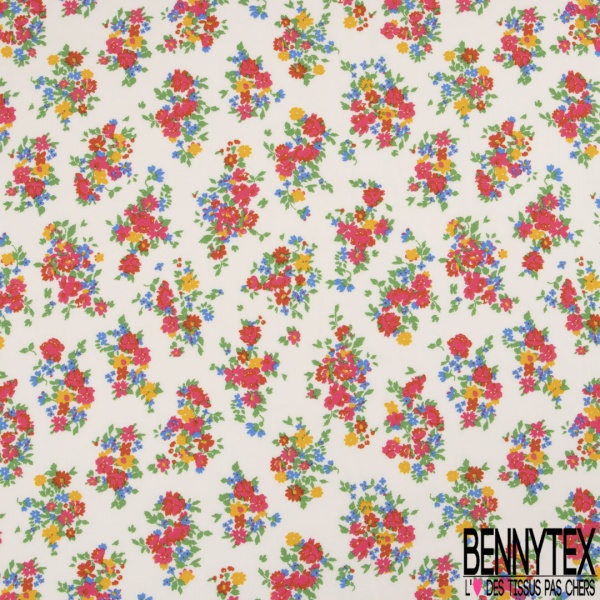 Coupon 3m Crêpe viscose grand imprimé tropicale multicolore