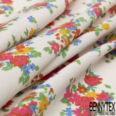 Coupon 3m Crêpe viscose grand imprimé tropicale multicolore