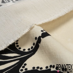 Coupon 3m Crêpe viscose imprimé floral champêtre multicolore fond blanc discret