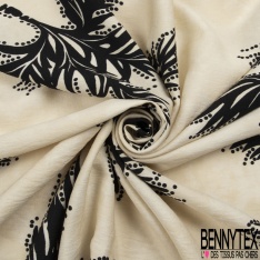 Coupon 3m Crêpe viscose imprimé floral champêtre multicolore fond blanc discret