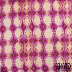 Coton lavé façon Lin imprimé patchwork provençale fondu ton chaud
