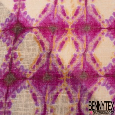 Coton lavé façon Lin imprimé patchwork provençale fondu ton chaud