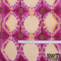 Coton lavé façon Lin imprimé patchwork provençale fondu ton chaud