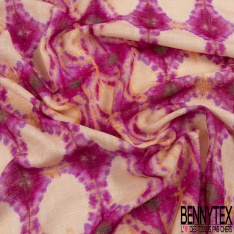 Coton lavé façon Lin imprimé patchwork provençale fondu ton chaud