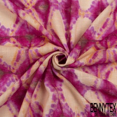 Coton lavé façon Lin imprimé patchwork provençale fondu ton chaud