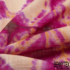 Coton lavé façon Lin imprimé patchwork provençale fondu ton chaud