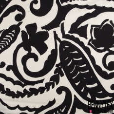 Lin coton imprimé bandana rose noir blanc cassé
