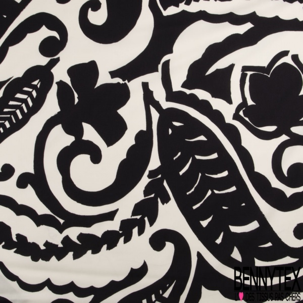 Lin coton imprimé bandana rose noir blanc cassé