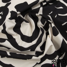 Lin coton imprimé bandana rose noir blanc cassé