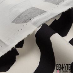 Lin coton imprimé bandana rose noir blanc cassé