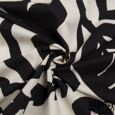 Lin coton imprimé bandana rose noir blanc cassé